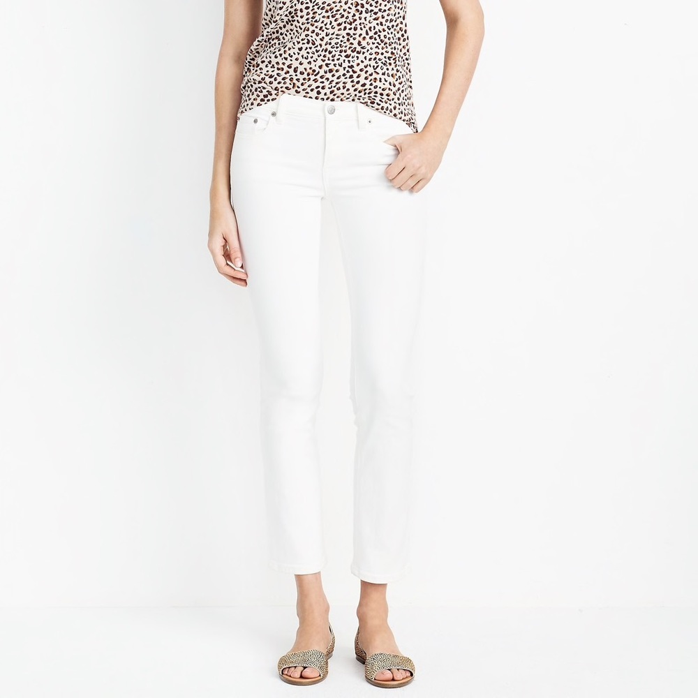 J.Crew 8” Mid-rise Skinny Jeans in white